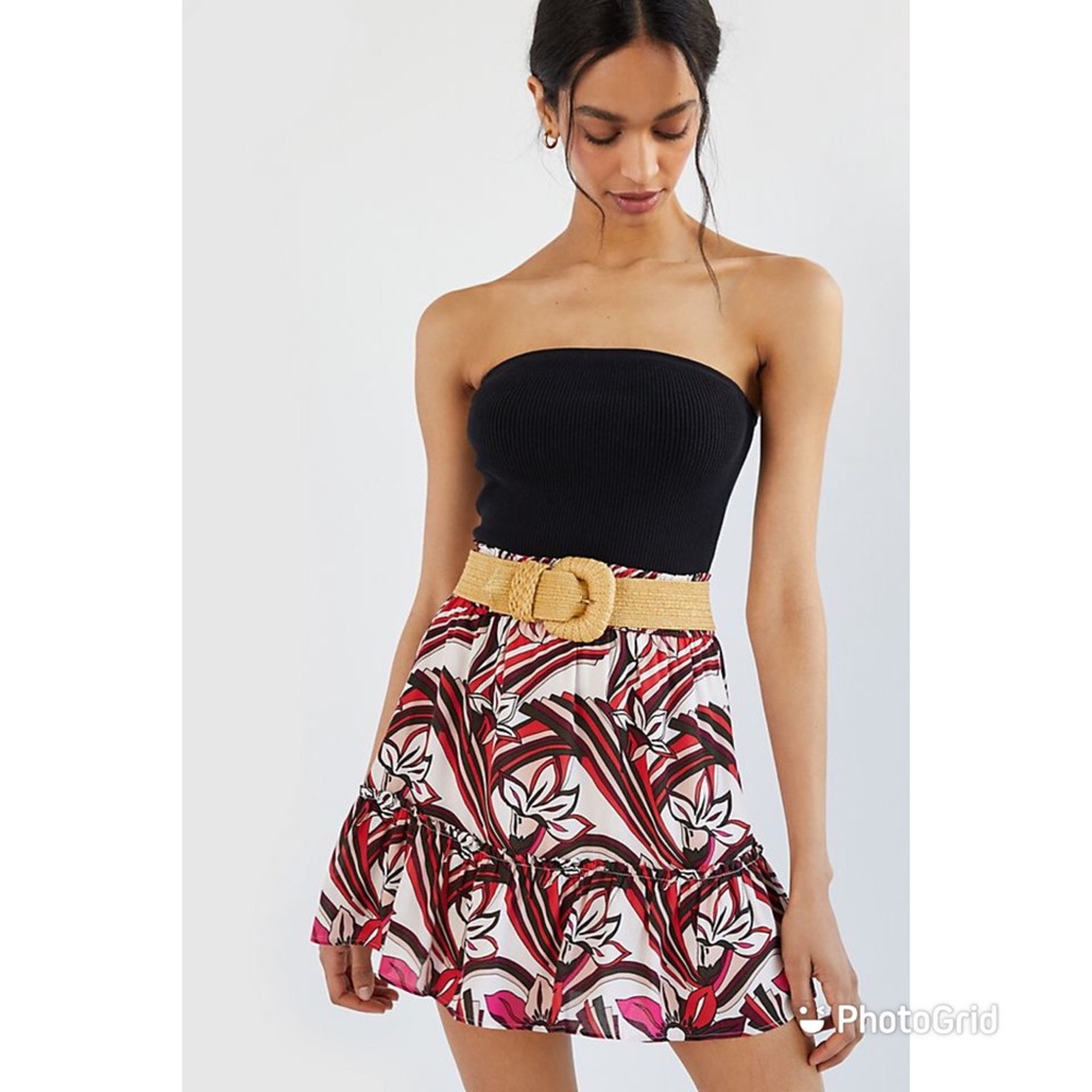 Anthropologie Floral Mini Skirt